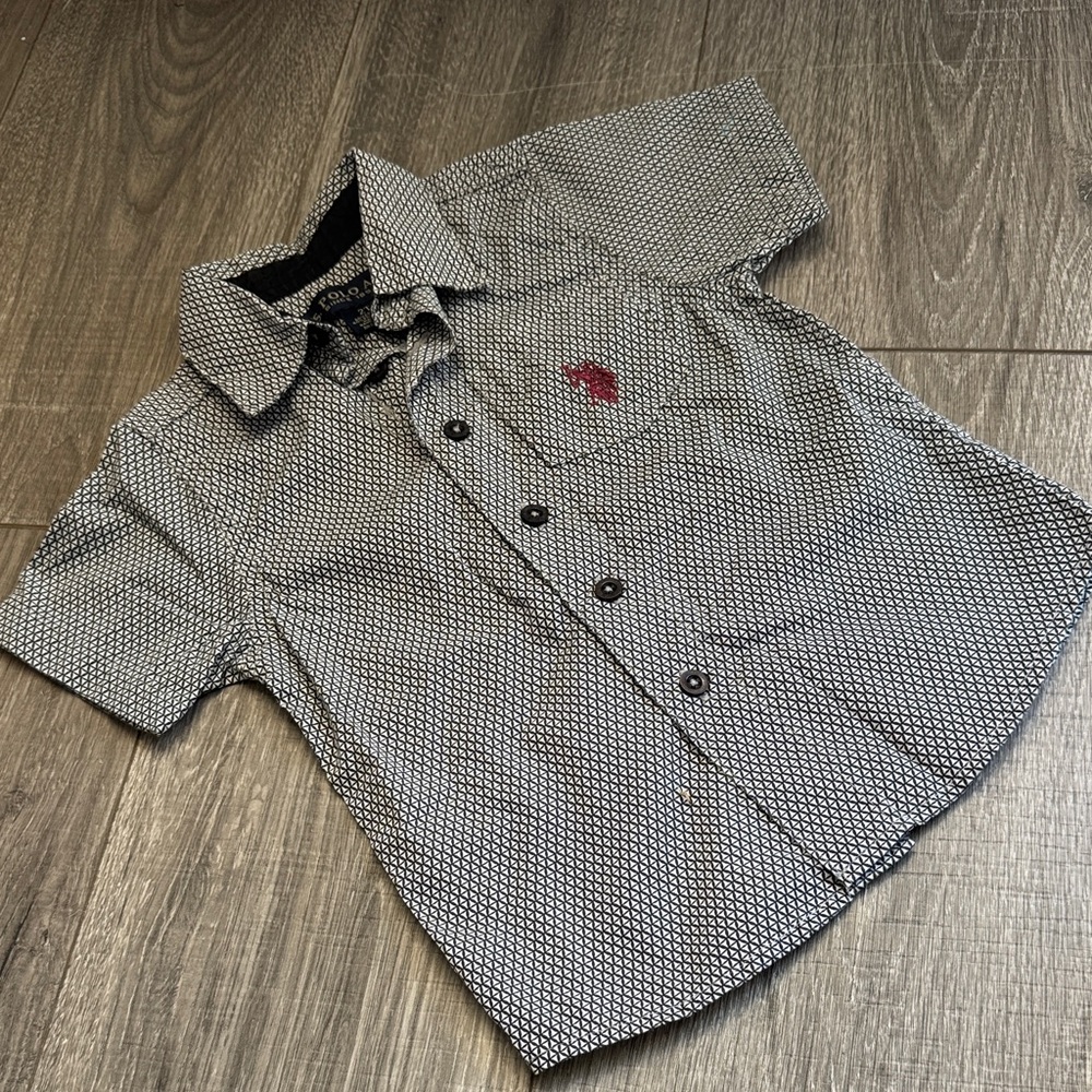 U.S. Polo Assn. Kids Black and White Patterned Button Down Shirt